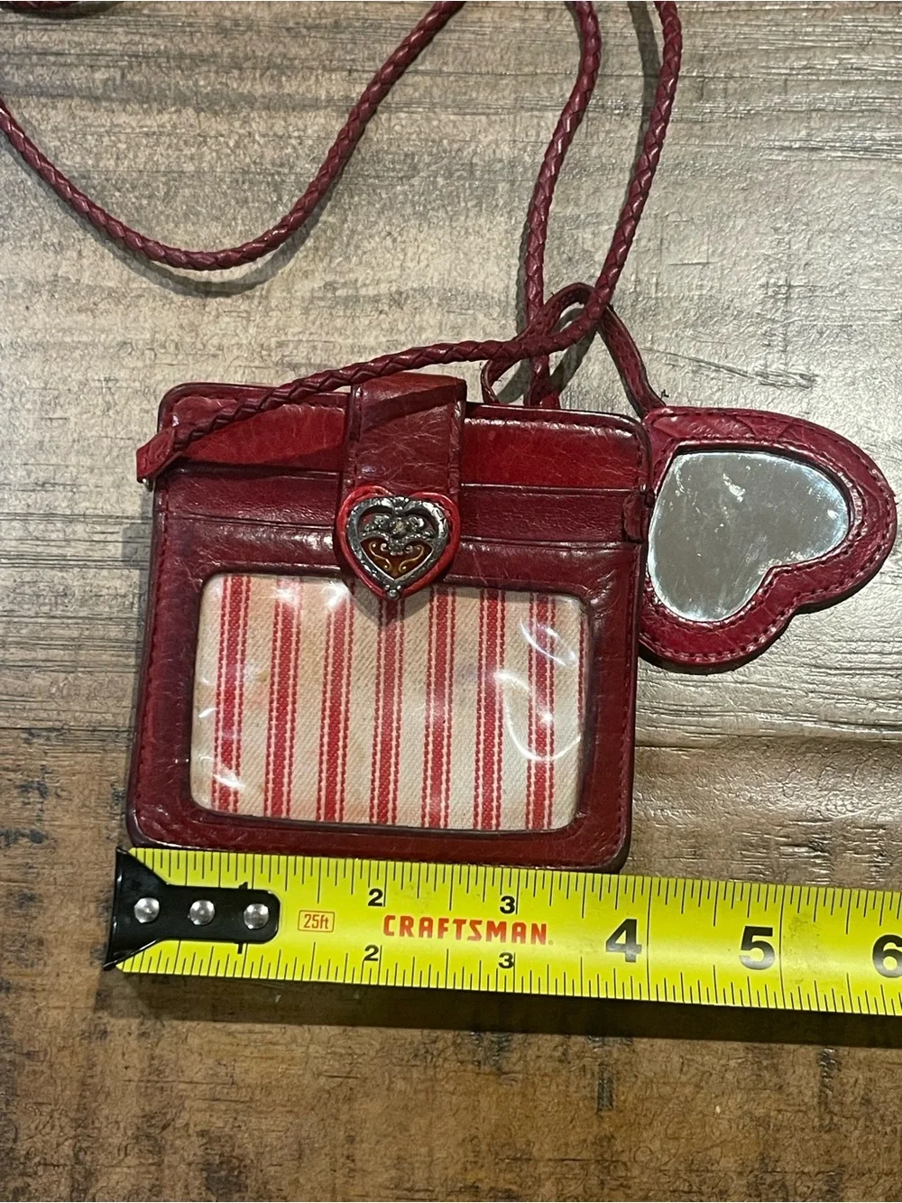 Brighton Red Heart Mirror Cardholder Crossbody